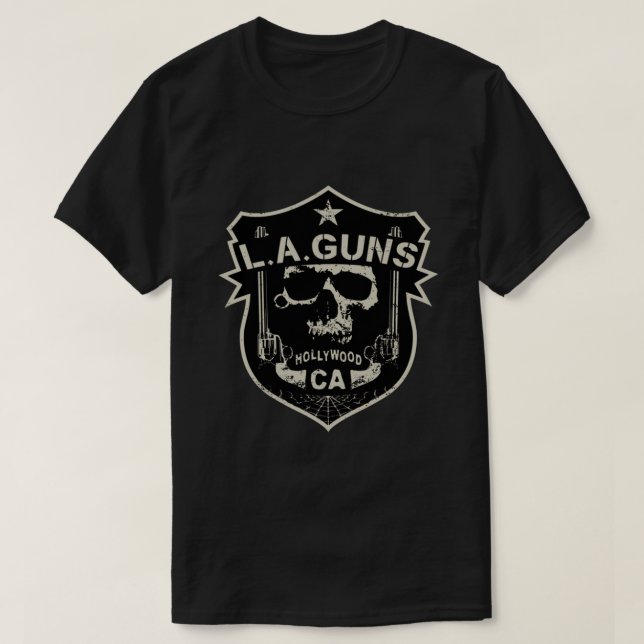 Camiseta L.A. Guns Hollywood Crachá Clássico T-Shirt (Frente do Design)