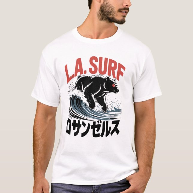 Camiseta L.A. Surf Bear Japanese Typography (Frente)