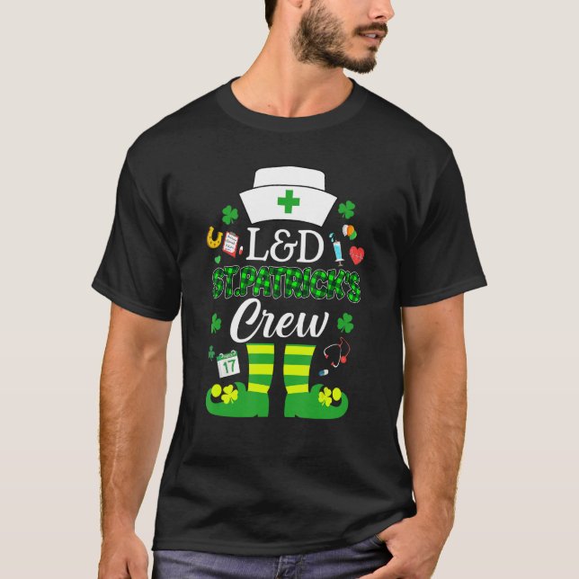 Camiseta L&d St Patricks Enfermeira Rua Patrick Day Leprech (Frente)