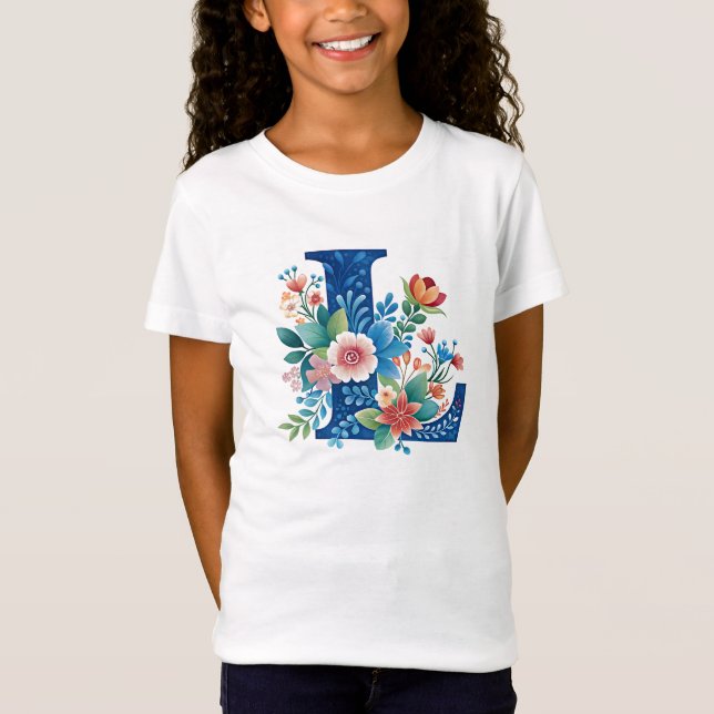 Camiseta L Monograma ornamentado floral design (Frente)