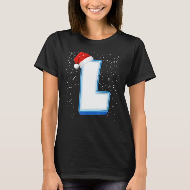 Camiseta L Snowy Capital Christmas Monograma - Letra alfabé (Frente)