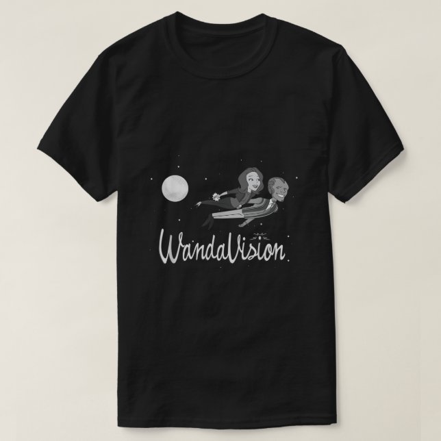 Camiseta l WandaVision Wanda e Vision 60s Moonlight Fligh (Frente do Design)