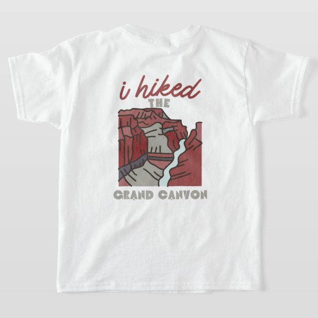 Camiseta lá atrás, eu caminhava no Grand Canyon. (Postura das costas)