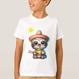 Camiseta Lã branca comendo taco