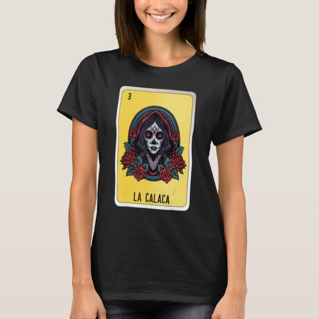 Camiseta La Calaca Mexican Slang Lottery Bingo Cards (Frente)