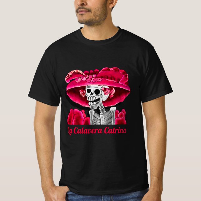Camiseta La Calavera Catrina em Red Bonnet (Frente)