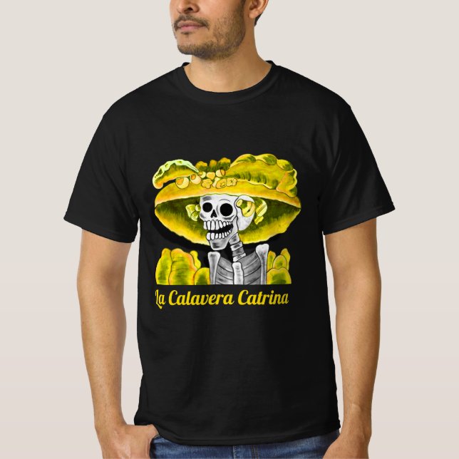 Camiseta La Calavera Catrina em Yellow Bonnet (Frente)