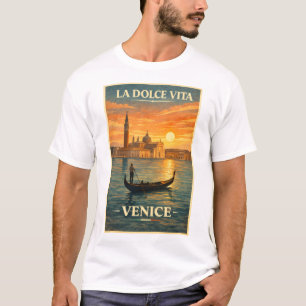 Camiseta La Dolce Vita - Cartaz de Viagem Antigo de Veneza