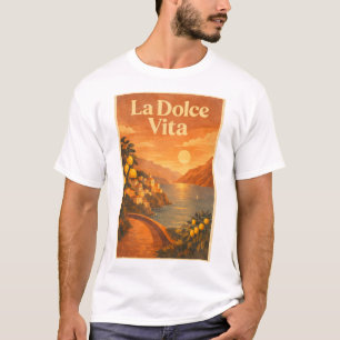 Camiseta La Dolce Vita – Cartaz de Viagem da Costa Italiana