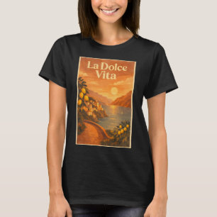 Camiseta La Dolce Vita – Cartaz de Viagem da Costa Italiana