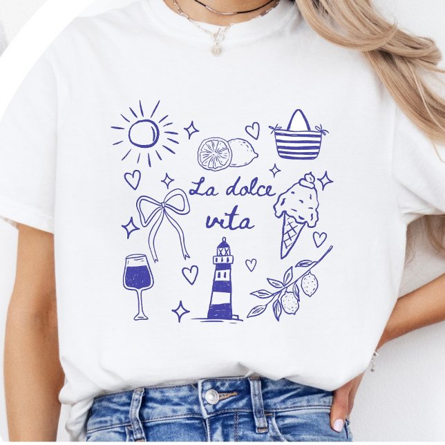 Camiseta La Dolce Vita Shirt Blue Coquette Italian Summer (Criador carregado)