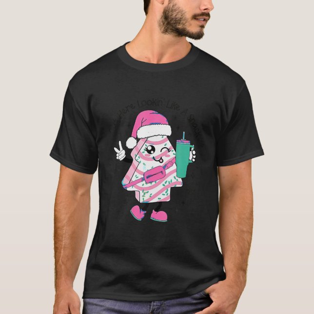 Camiseta Lá Fora, Parecendo Um Snack Stanley Tumbler Xmas (Frente)