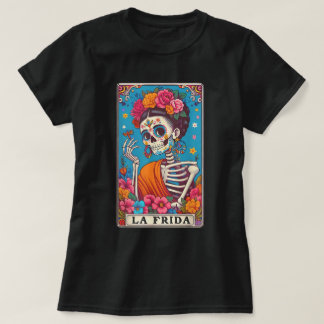 Camiseta La Frida Sugar Skull Dia De Los Muertos Art