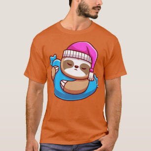 Camiseta Lã Gelada Dormindo Com Cartoon De Travesseiro