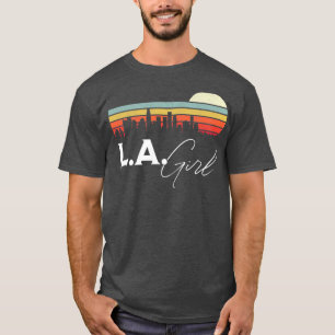Camiseta LA Girl Retro Sunset City Skyline Souvenir