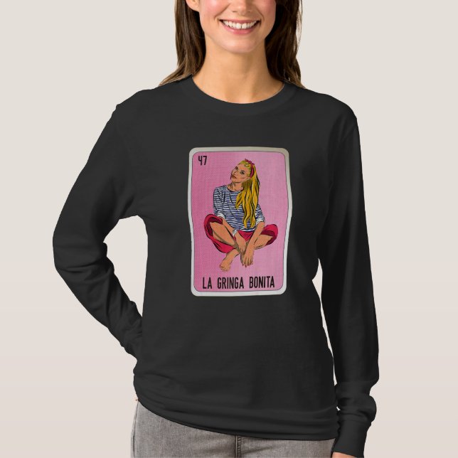 Camiseta La Gringa Bonita Mexican Slang Lottery Bingo Cards (Frente)