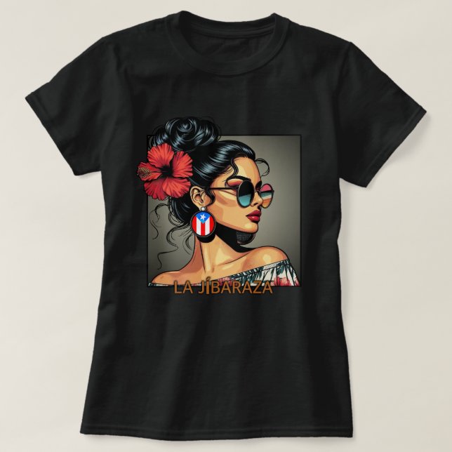 Camiseta La Jibaraza 12 – Puerto Rican Jíbara • Boricua (Frente do Design)
