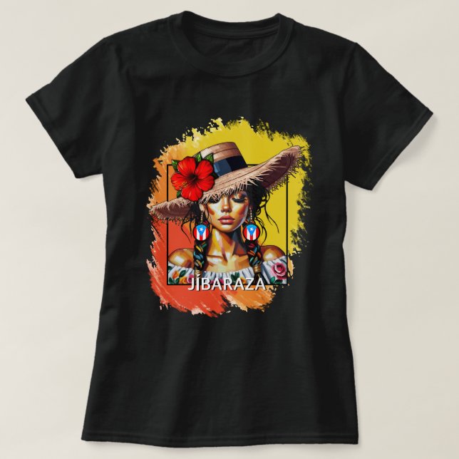 Camiseta La Jibaraza 5 – Puerto Rican Jíbara • Boricua (Frente do Design)