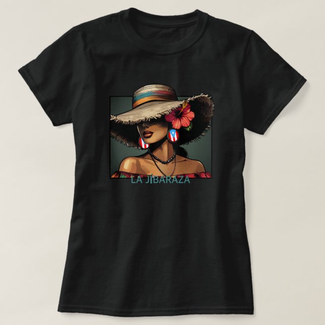 Camiseta La Jibaraza 8 – Puerto Rican Jíbara • Boricua (Frente do Design)