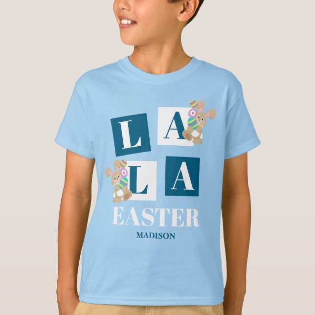 Camiseta La La Easter Cute Bunny Blue Boys (Frente)