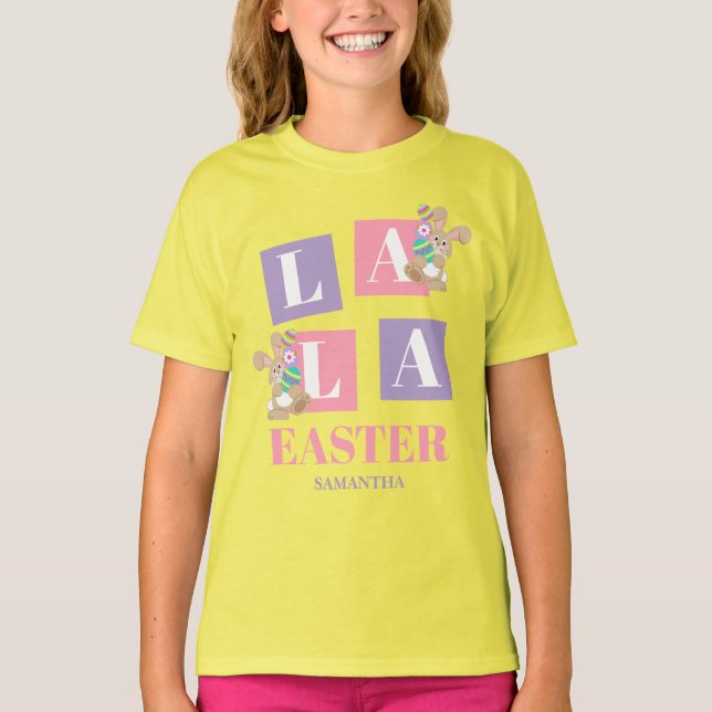 Camiseta La La Easter Cute Bunny Yellow Girls (Frente)