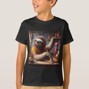 Camiseta Lã Limpando uma cozinha