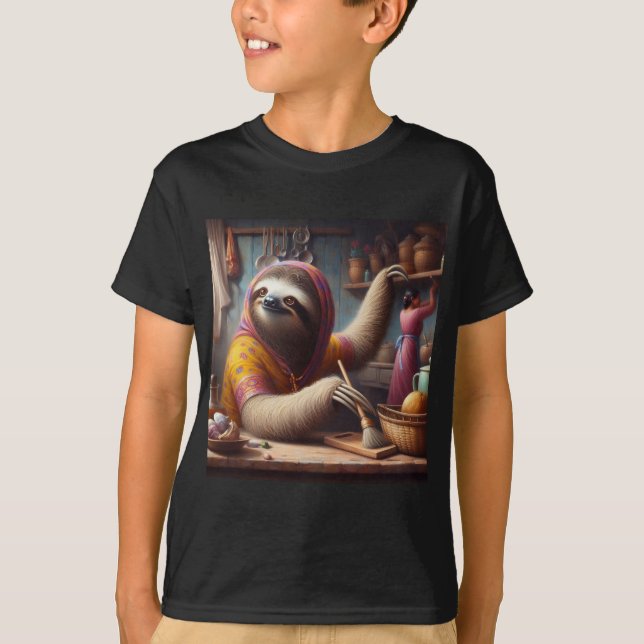 Camiseta Lã Limpando uma cozinha (Frente)