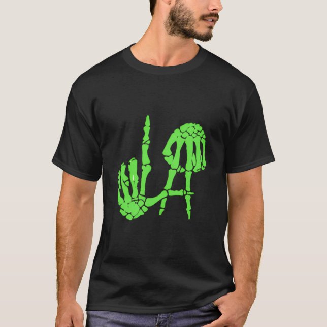 Camiseta La Los Angeles Hand Sign Skeleton Hands Bones Hall (Frente)