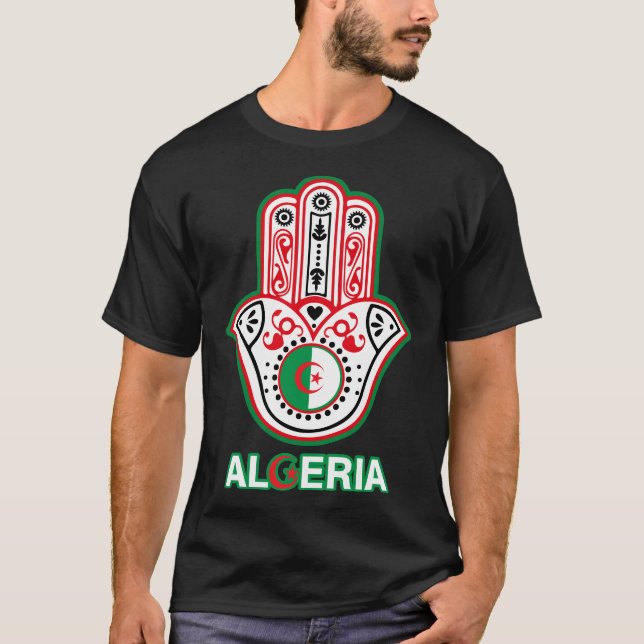 Camiseta La main de fatma ELKHAMSSA et drapeau algérien  (Frente)