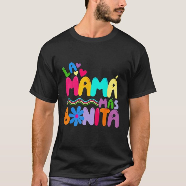Camiseta La MaMa Mas Bonita Retro Groovy  Spanish Mothers D (Frente)