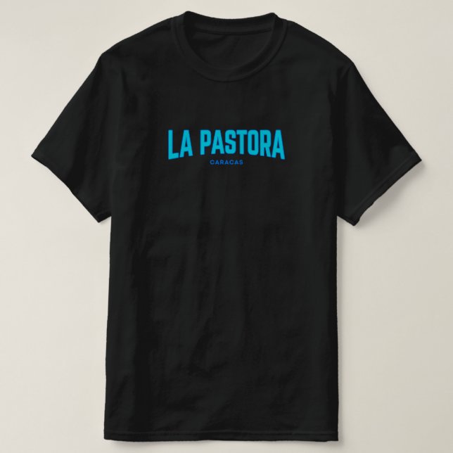 Camiseta LA PASTORA - CARACAS. Azul. (Frente do Design)