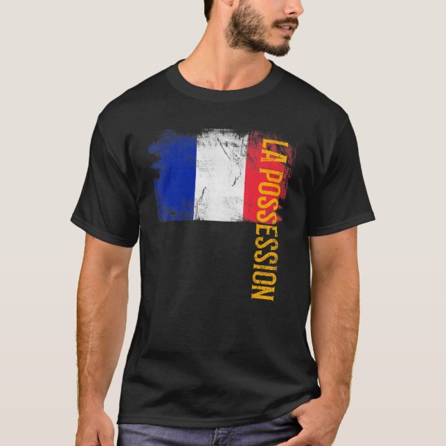 Camiseta La Possession Runion Flag Para Homens Runioneses (Frente)