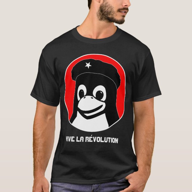 Camiseta La RÃ©volution de Tux Guevara (escuro) - Vive (Frente)