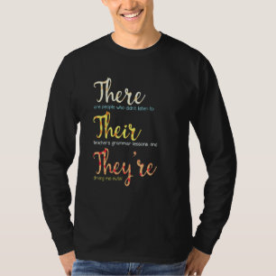 Camiseta Lá Seu Eles São Professor de Gramática Inglesa Tro