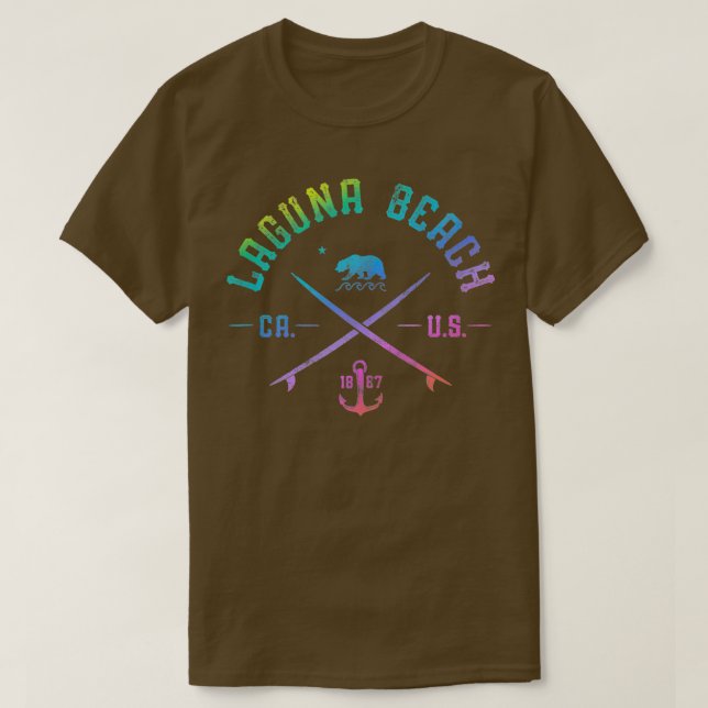 Camiseta Laa Beach California  Rainbow Surfing Beach Arts T (Frente do Design)