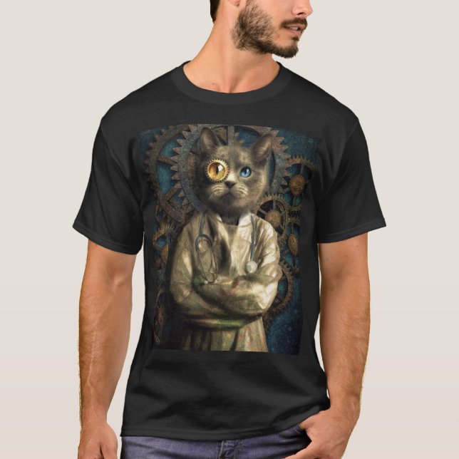 Camiseta Lab Cat Steampunk T-Shirt (Frente)