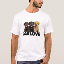 Camiseta Lab Love labrador retriever chocolate preto amarel