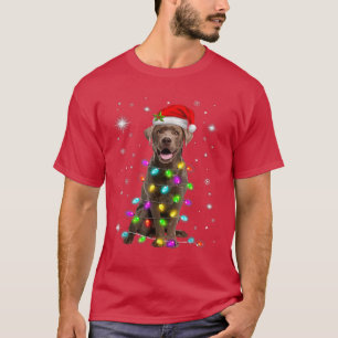 Camiseta Lab Xmas Chocolate Labrador Santa Hat Fa Natal