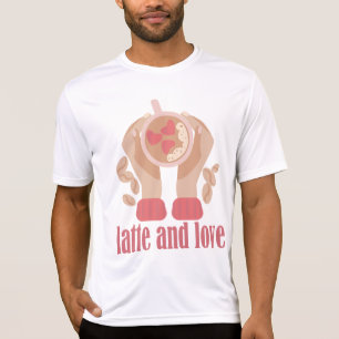 Camiseta Lábio e xícara de amor, mãos e café, citação de T-
