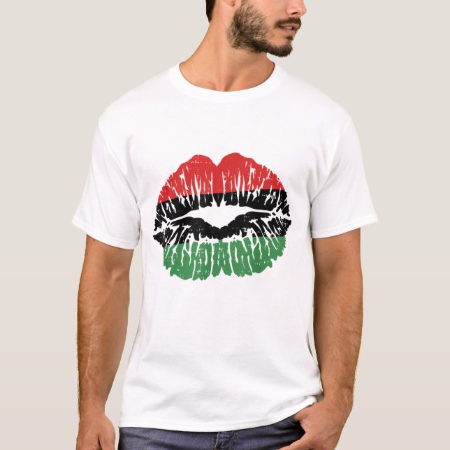 Camiseta Lábios Africanos Bandeira Melanin Black History Mo (Frente)