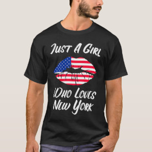Camiseta Lábios Amor Bandeira Americana Nova York