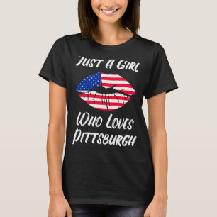 Camiseta Lábios Amor Bandeira Americana Pittsburgh