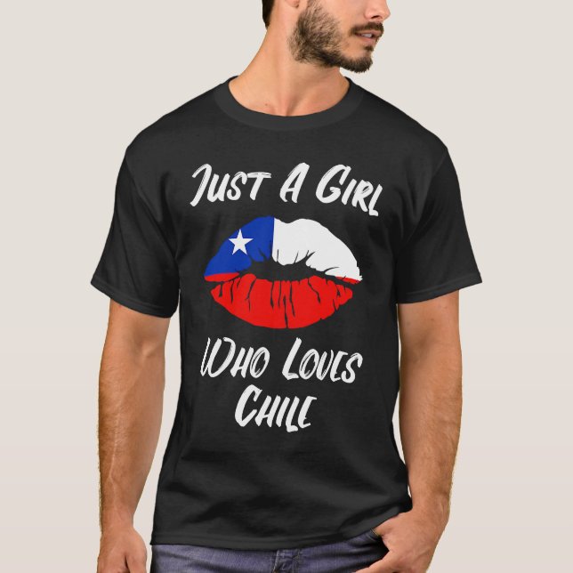 Camiseta Lábios Amor Bandeira Chilena Chile (Frente)