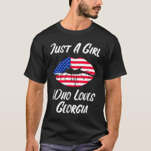 Camiseta Lábios Amor Boca Bandeira Americana Georgia