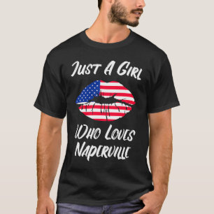 Camiseta Lábios Amor Boca Bandeira Americana Naperville