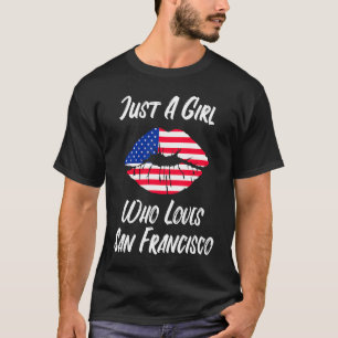Camiseta Lábios Amor Boca Bandeira Americana San Francisco