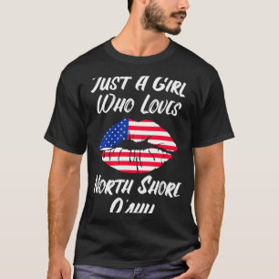 Camiseta Lábios Amor Boca Bandeira Americana Shore Oahu Nor