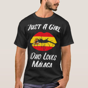 Camiseta Lábios Amor Boca Espanha Bandeira Málaga