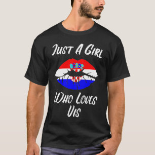 Camiseta Lábios Amor Croácia Bandeira Vis