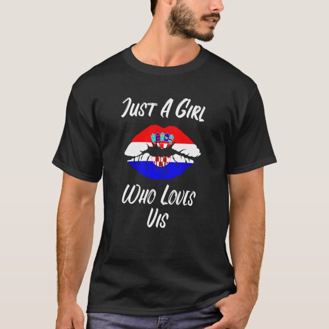 Camiseta Lábios Amor Croácia Bandeira Vis (Frente)
